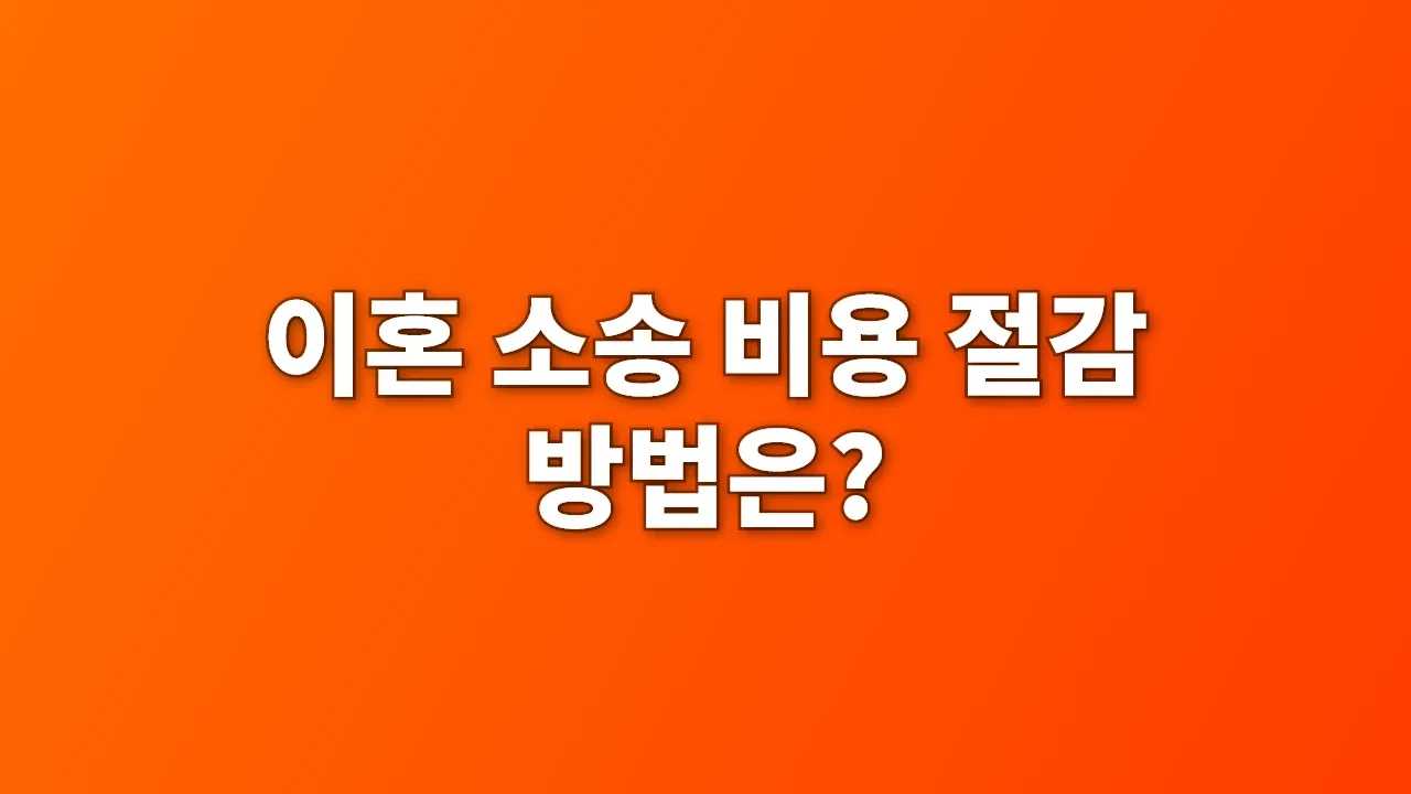 이혼 소송 비용 절감 방법은?